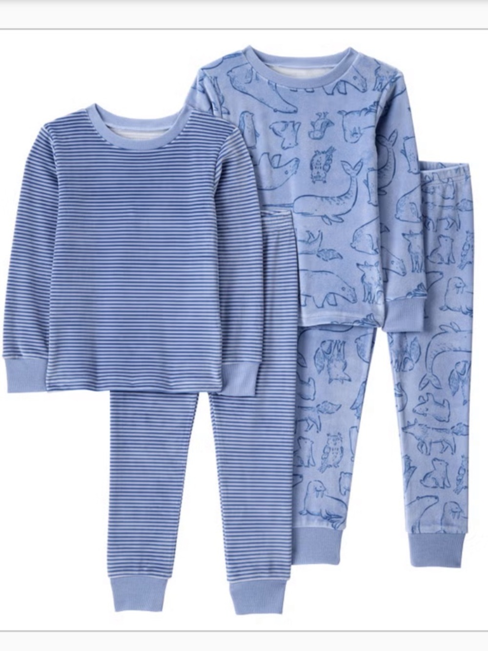 NWT cozy soft 5T Carter's Light Blue Whale & Stripe 2-Pair Pajama Set
